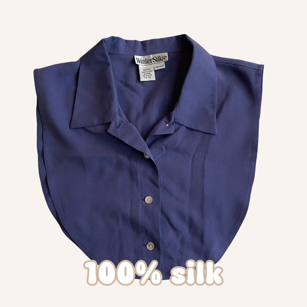WINTERSILKS 100% Silk Dickey, detachable dollar, faux shirt front bib, vintage
